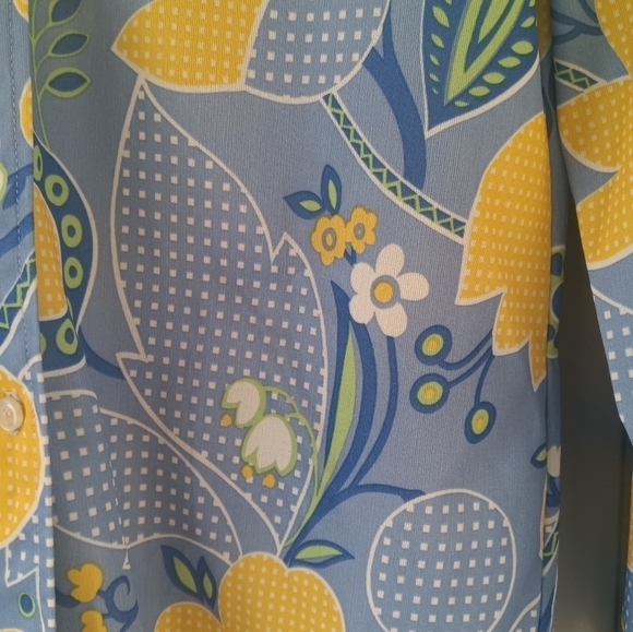 Women's Vintage Blouse Daisies Tulips Daisy 60s 70s Size Small Hippie Seventies - Picture 3 of 11
